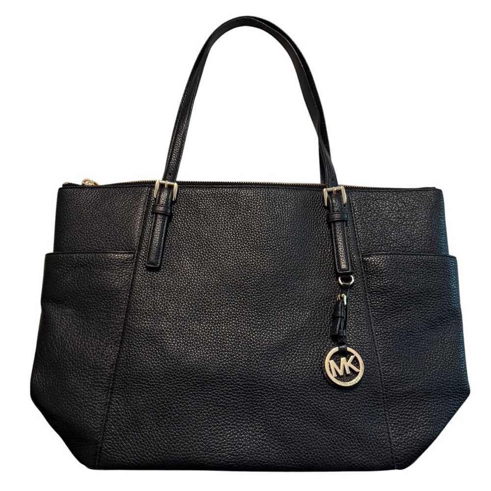 MICHAEL KORS Jet Set Black Pebble Leather Tote